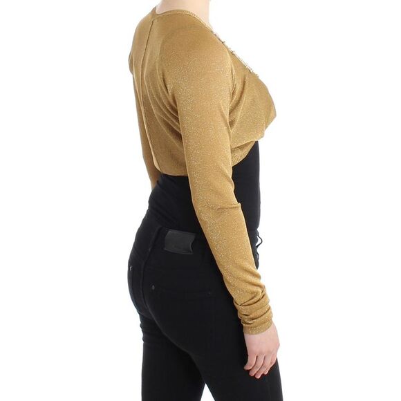 Cavalli Gold Glitter Knit Cardigan Women Yellow Tops & T-Shirts - Picture 4 of 6